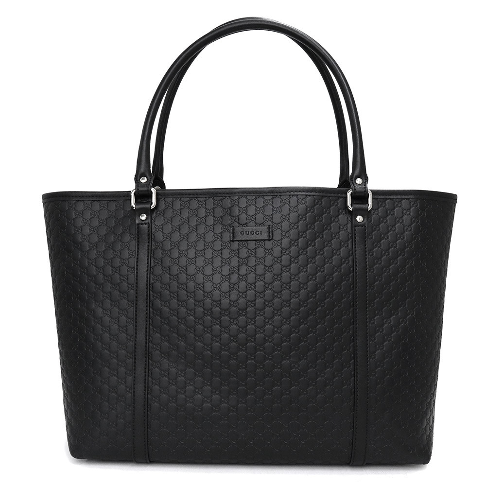 Gucci Tote Bag Micro Shima Leather Embossed Black